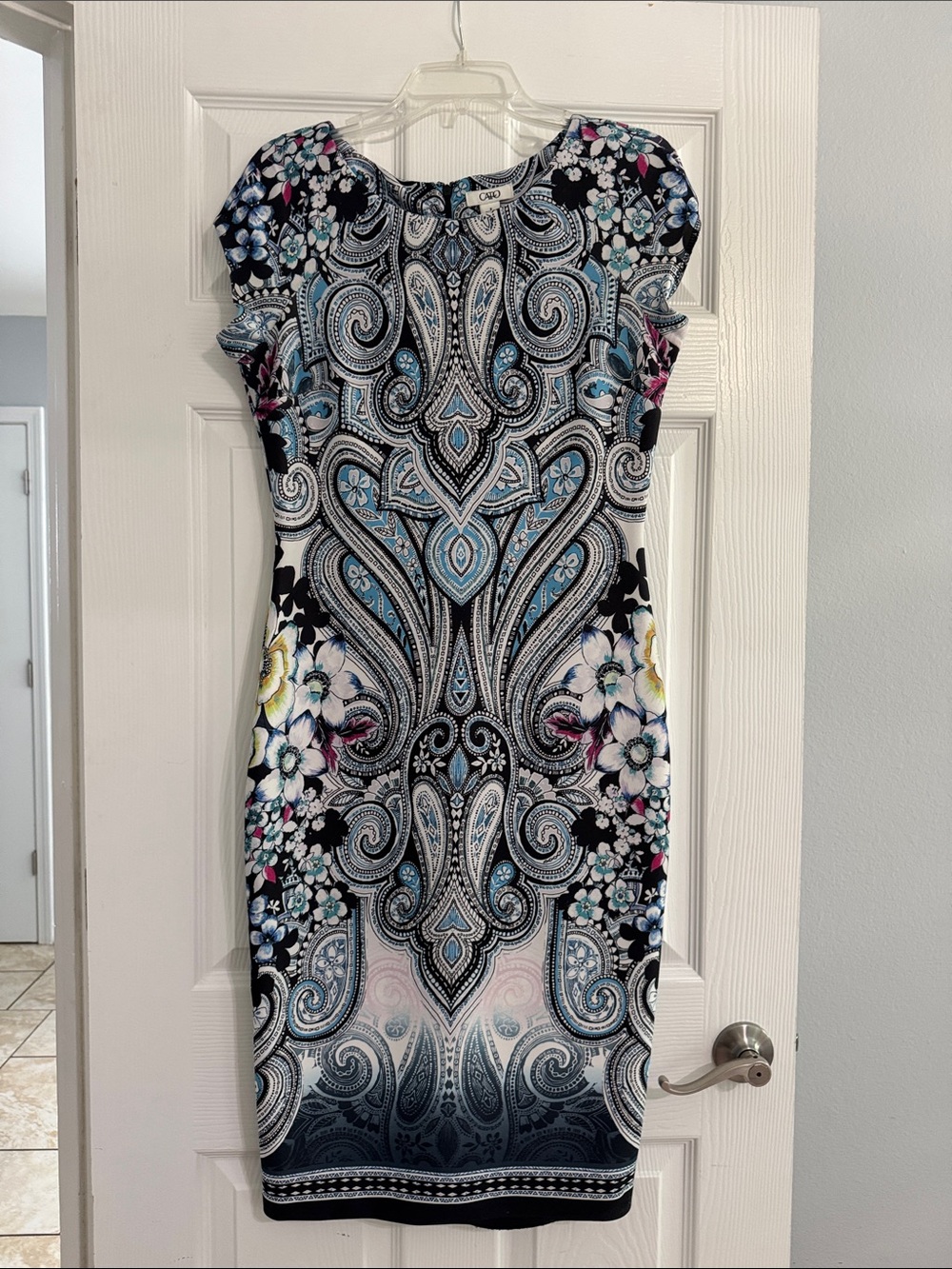 Cato Blue Multi Paisley-Print Midi Dress